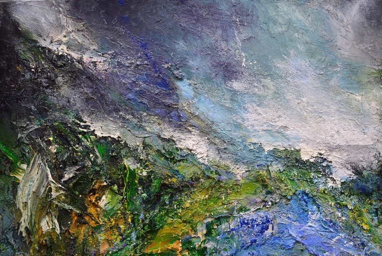 'Rocky Coastline, Approaching Storm, Rain' by artist Matthew Bourne